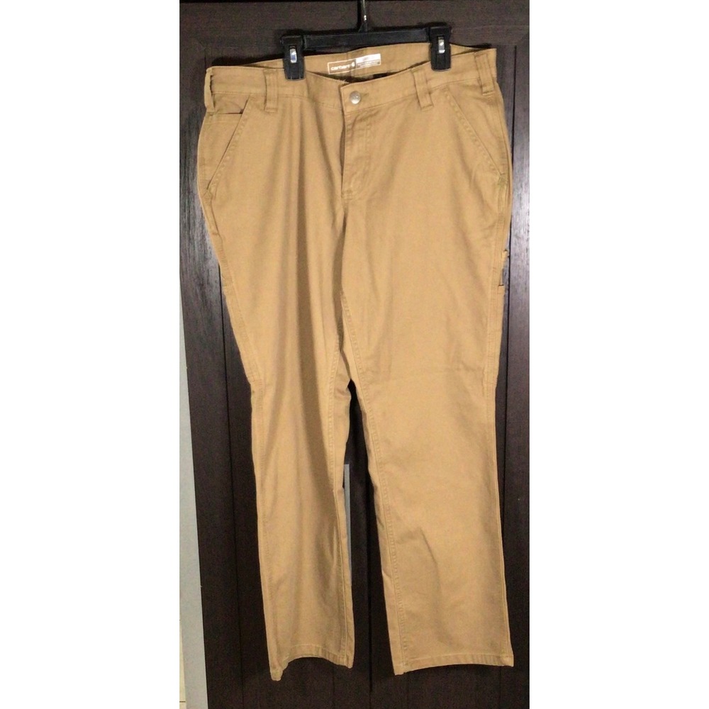 Carhartt Rugged Flex Loose Fit Canvas Work Pants Brown BN2080-W Women 14 Short